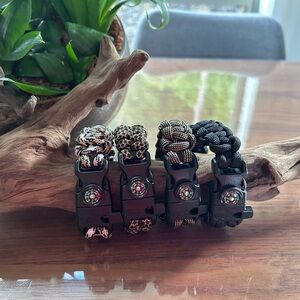 Emergency Survival Paracord Bracelets Bundle Lot of 4 size Small